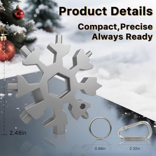 Stocking Stuffers for Men 2025,18-in-1 Snowflake Multi Tool 2 Pack,White