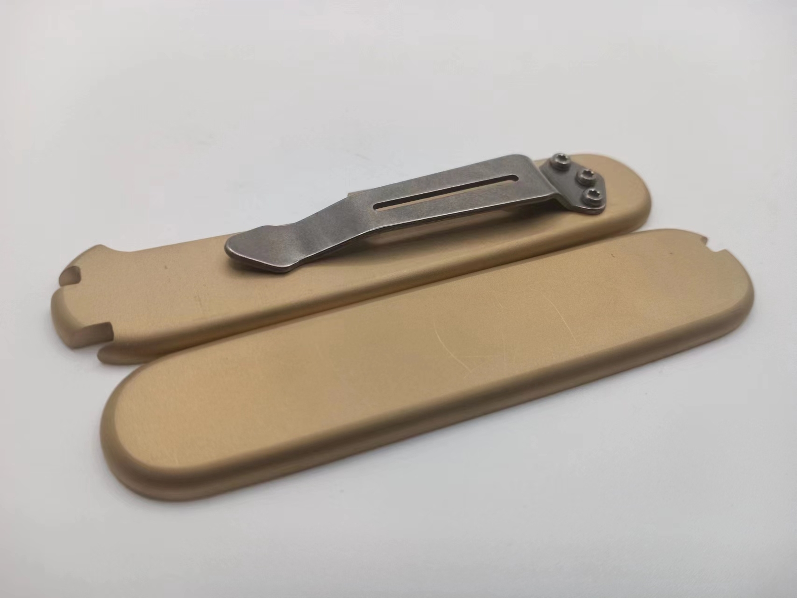 New 1 Pair Brass Handle Scales +Back Clip for 91mm Victorinox Swiss Army Knives