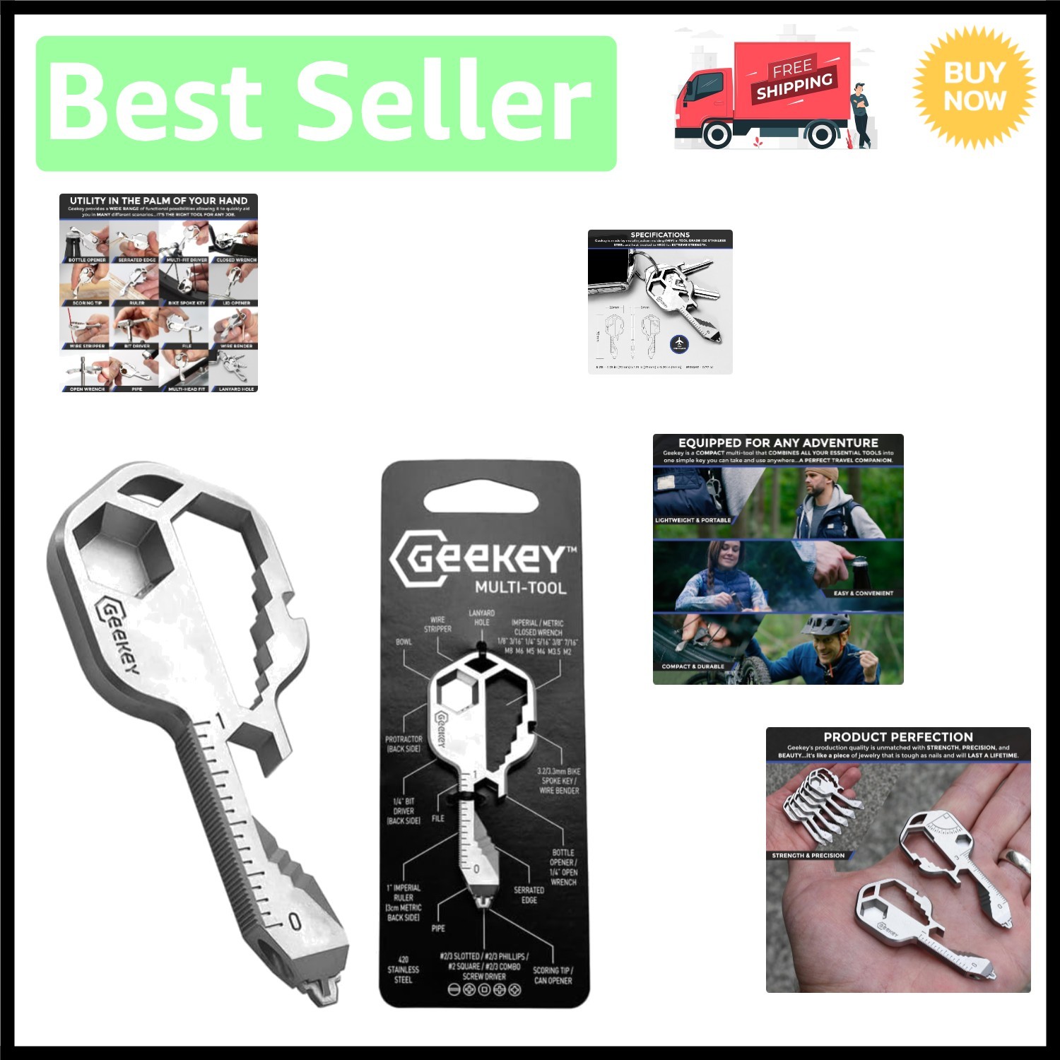 Durable Stainless Steel Keychain Multitool – 16 Tools in One Compact Design