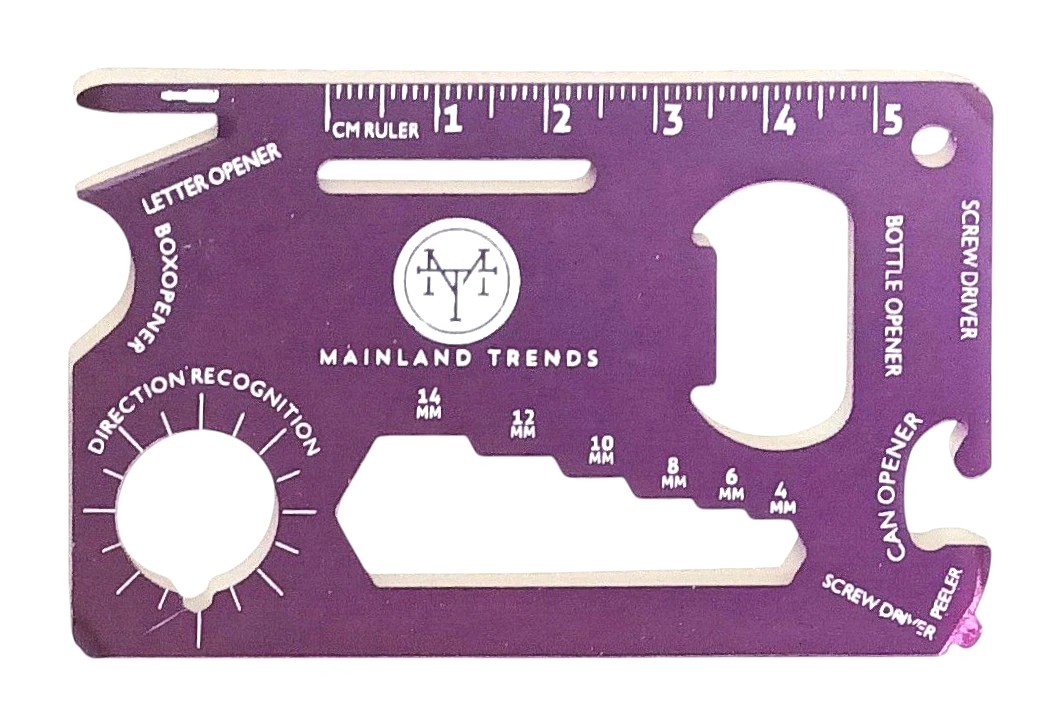 4pc Purple Multi-Tool Set Wallet Tool, LED Light, Micro Multi-Tool, Pocket Knife