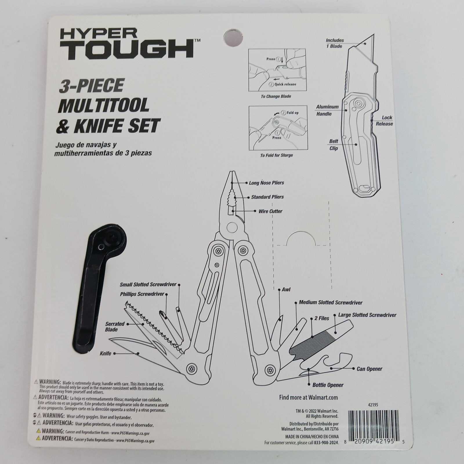 Multitool bundle w/ box knife & bottle opener. Black metal. Camping / Emergency