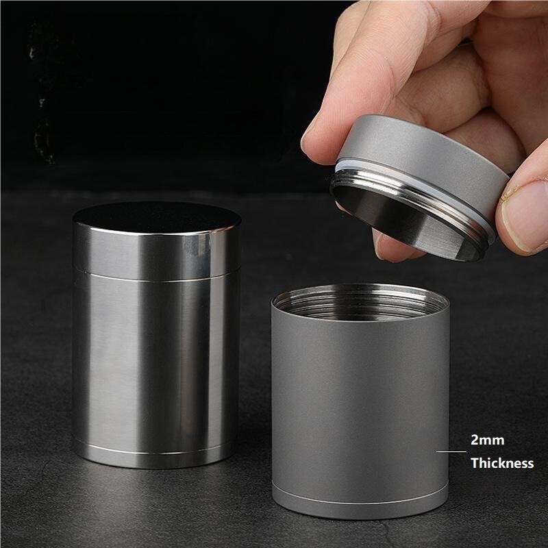 Pure Titanium Waterproof Pill Case Box Container Medicine Holer Storage Can EDC