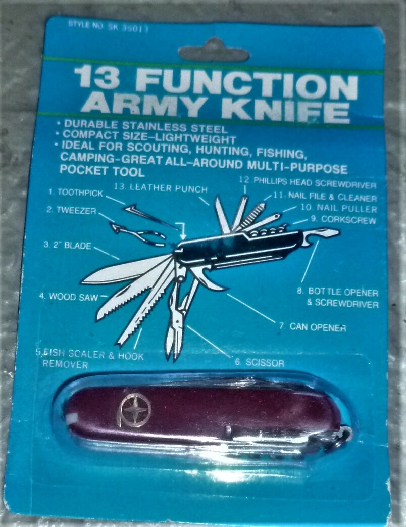 13 Function Pocket Army Knife Stainless Steel Scouting,Hunting, Fishing, Camping