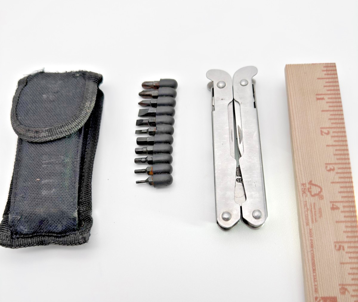 Multi Tool Pliers Knife Saw w/ Bit Set & Sheath EDC