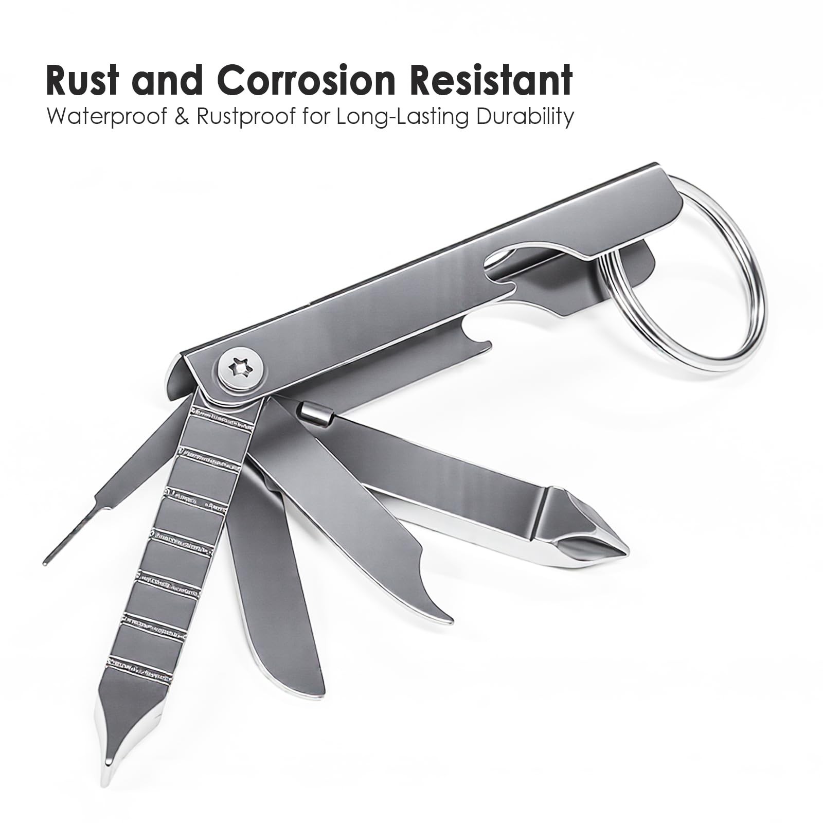 TENOC 7-in-1 Multi-Tool Keychain, Portable Stainless Steel Pocket Gadget with…