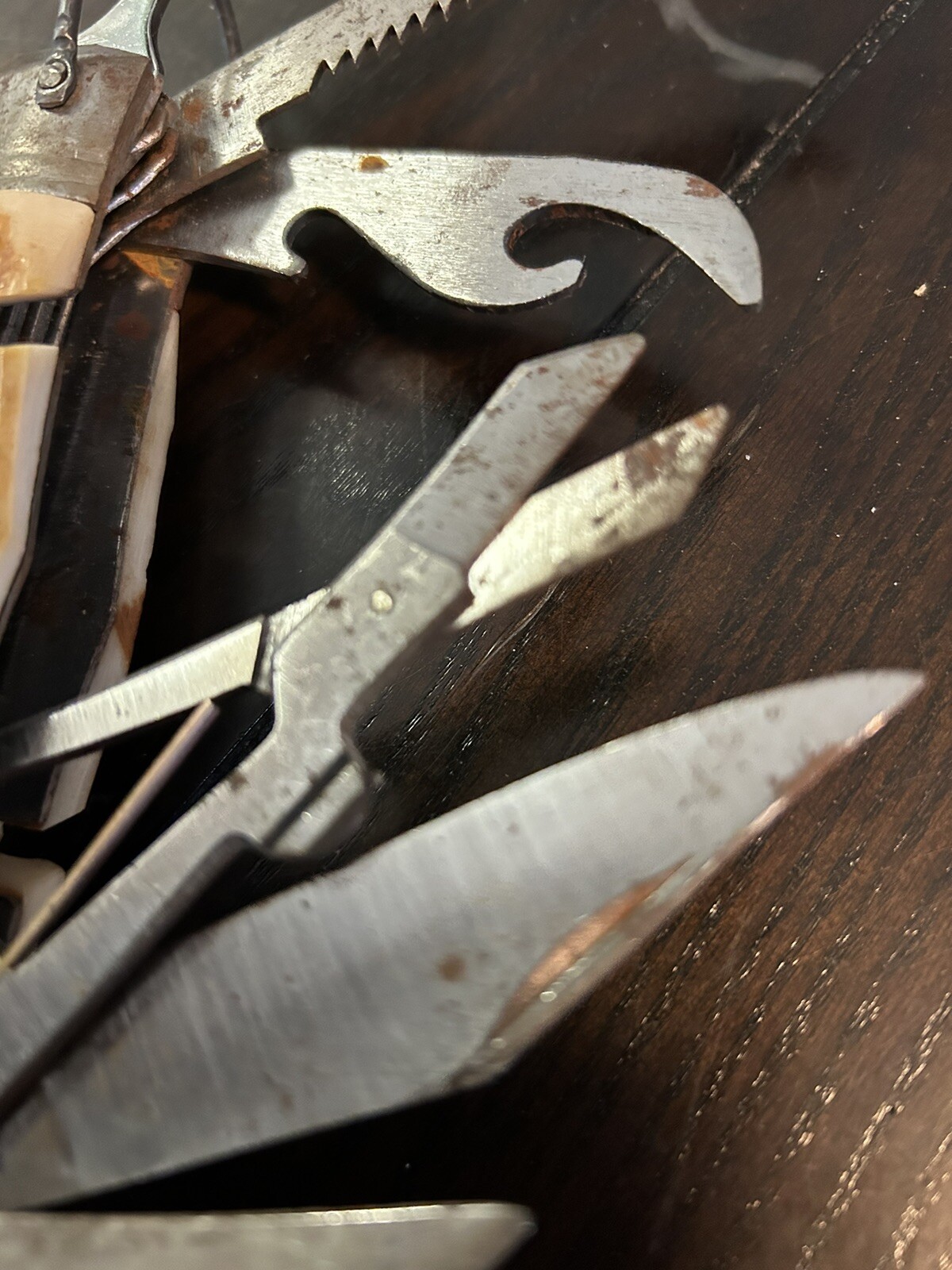 Vintage Pocket Knife 11 Multi Tool Hobo-Camping With Bone Handle