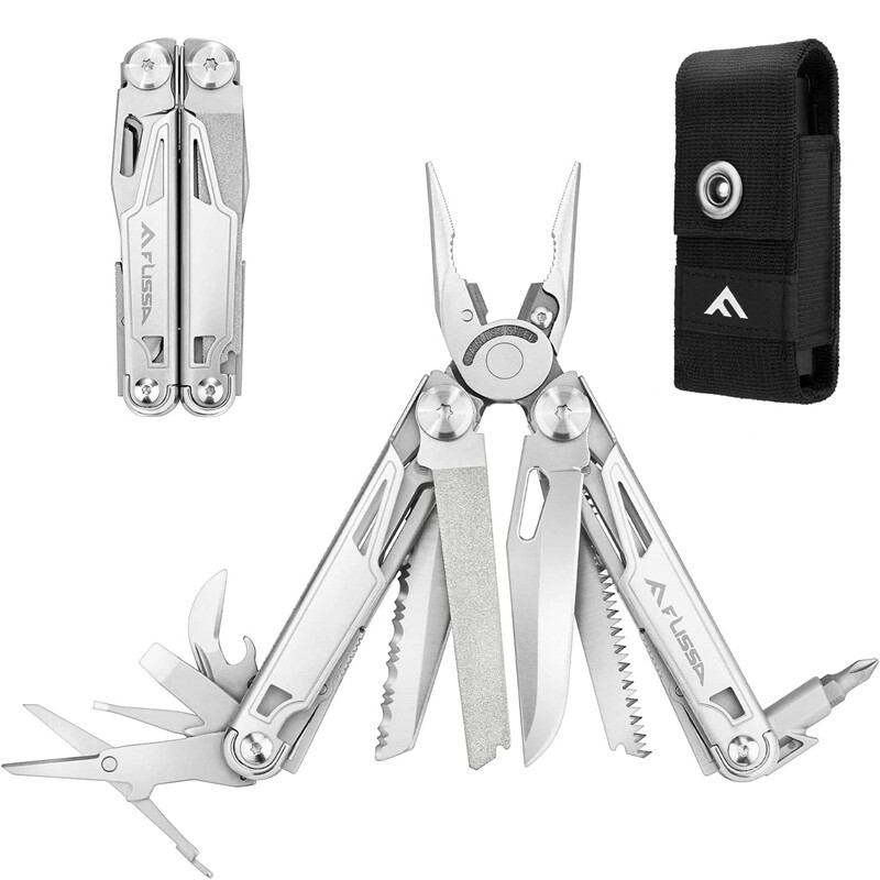 Flissa 16 In 1 Multi Tool Pliers Portable Outdoor Survival Compact Folding Knife