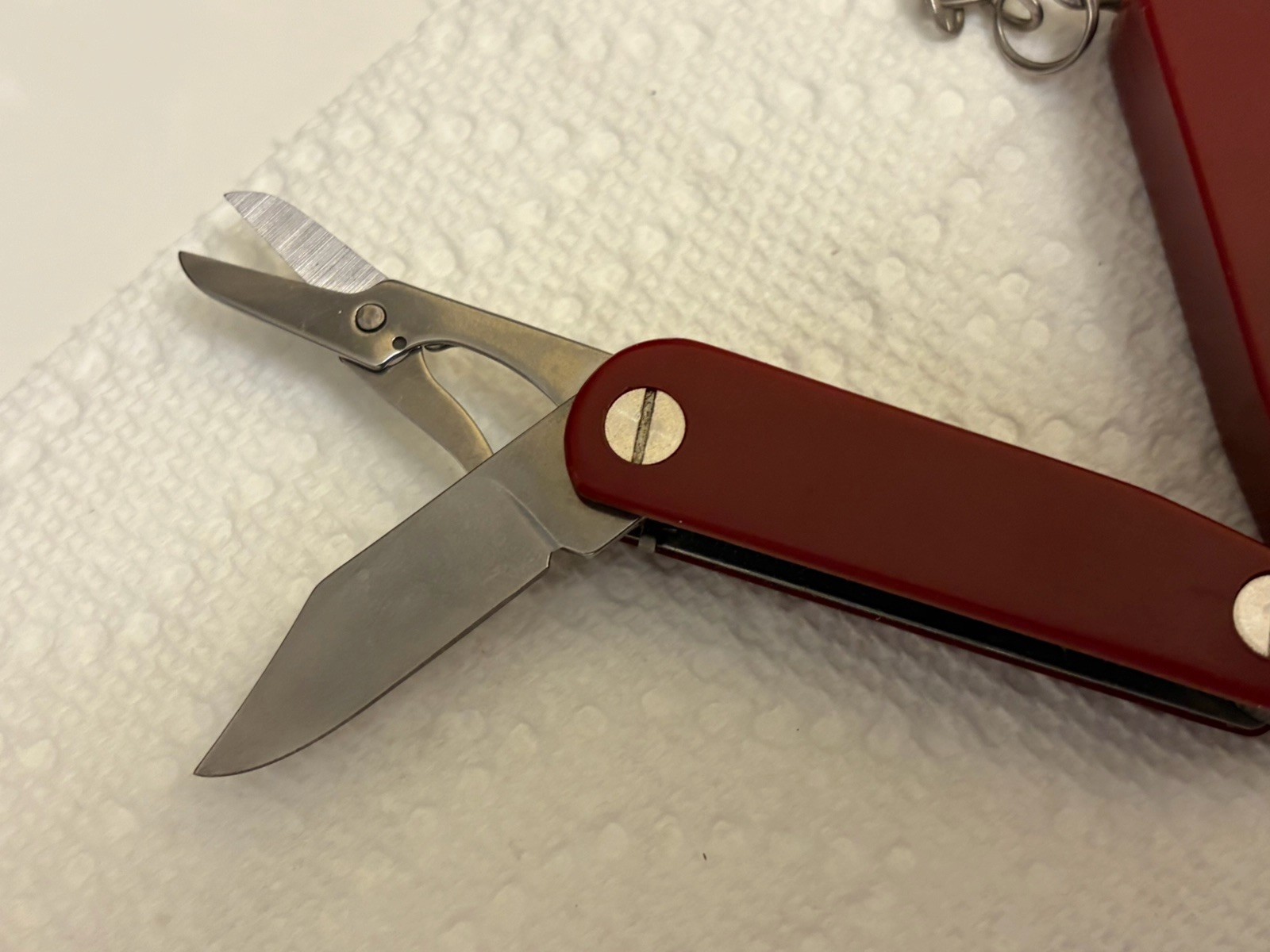 Vintage Red Multi Tool Keychain Pliers, Knife, Scissors Etc… MMT1-R
