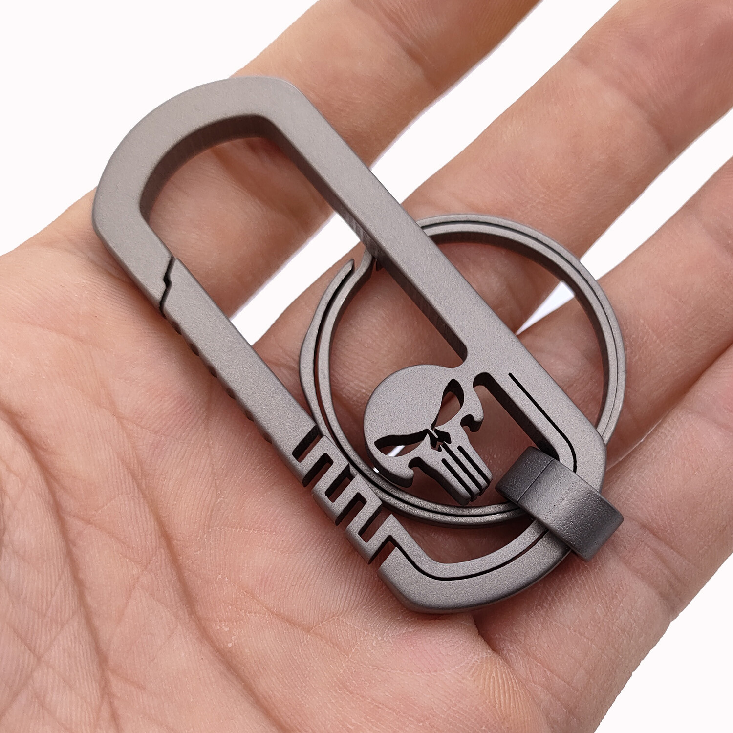 Titanium Alloy Skull Quick Release Hanging Buckle Car Keychain Key Ring EDC Gift