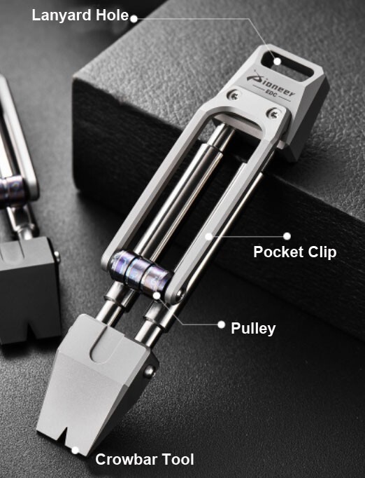TC4 Titanium Alloy Pocket Multi-tools Crowbar Portable Outdoor EDC Pry Bar Tool