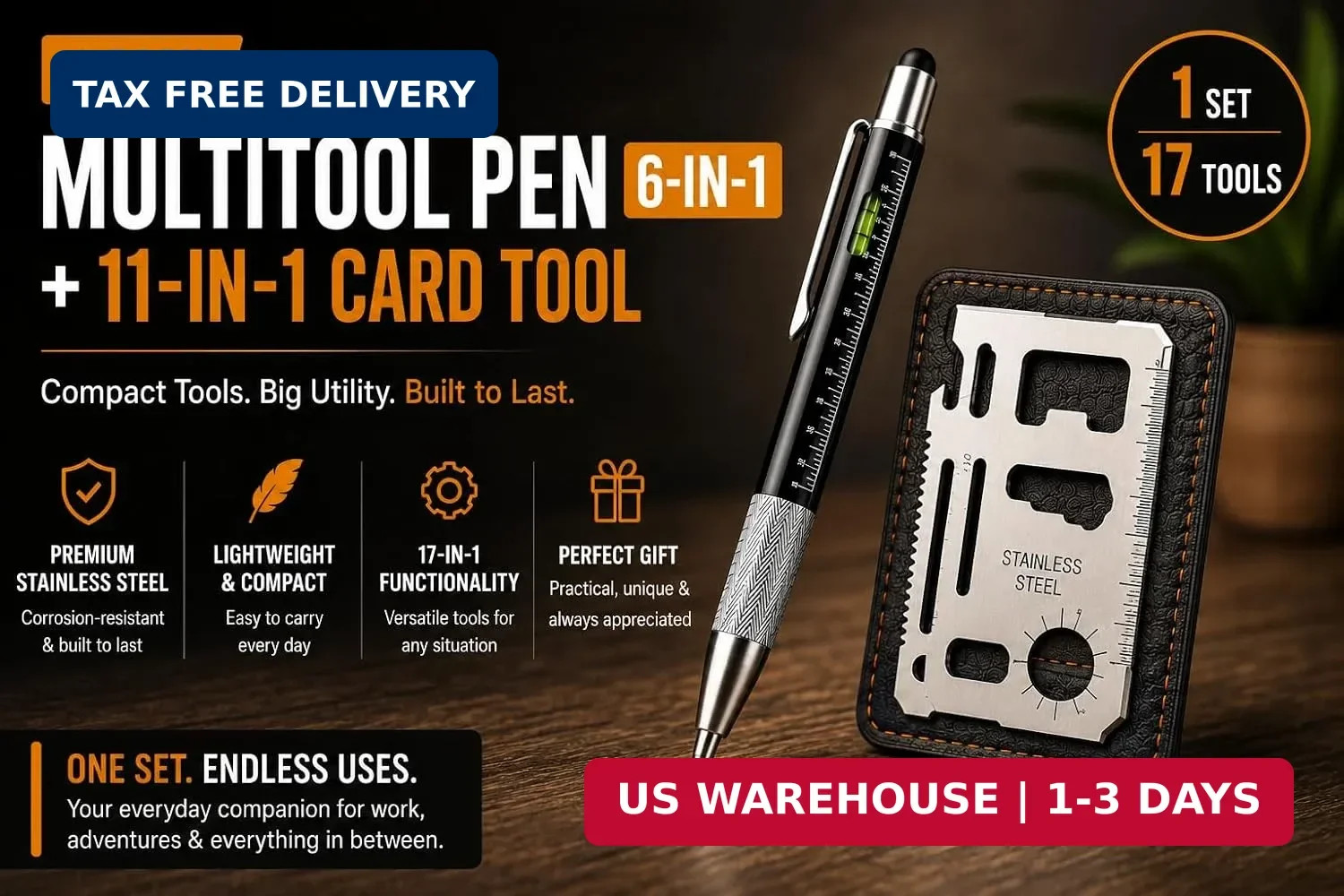 Fathers Day Gift Dad Multitool Pen Card Tool Set Cool Gadgets Men Birthday EDC
