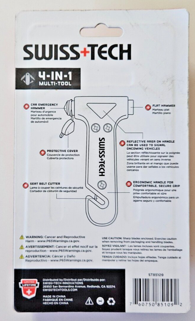 SWISS+TECH ST85109 BodyGard Auto Emergency Hammer Escape Tool