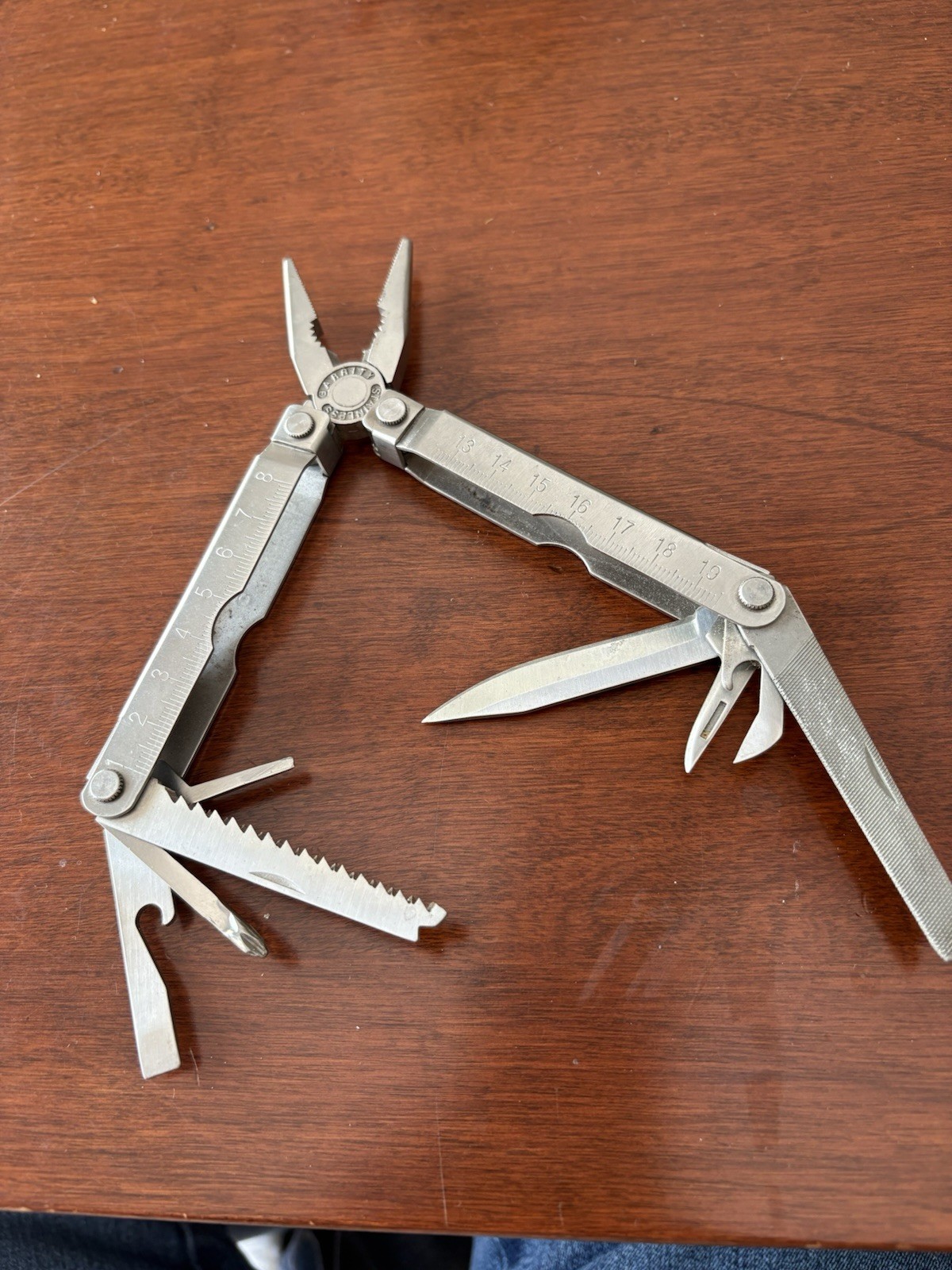 Garrity Multi Tool Stainless Steel Pliers Screwdrivers Knife Saw File & More EUC