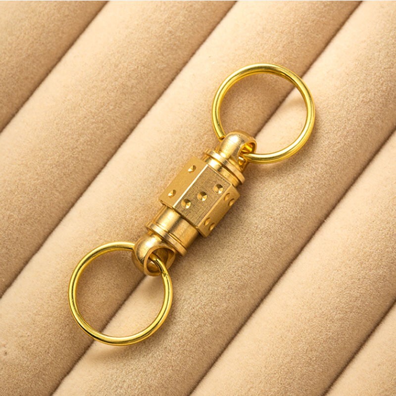 EDC Solid Brass Insert Buckle Gimbal Ring Portable Double Keychain Pendant Tool