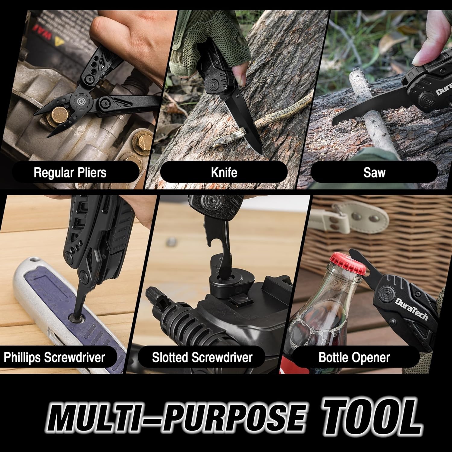 DURATECH 11-in-1 Multitool Plier Knife Stainless Steel Multi Tool Screwdriver US