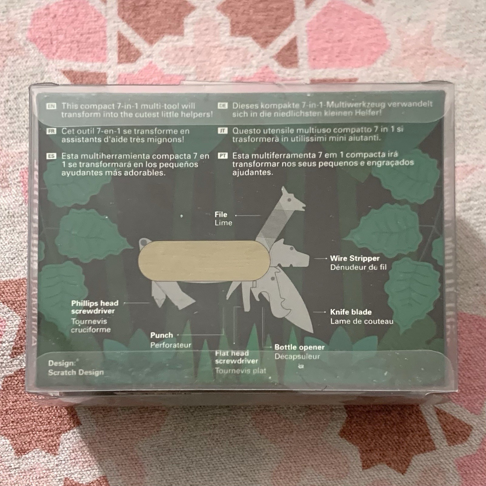 Kikkerland Animal 7-in-1 Stainless Steel Multi-Tool Pocket Knife CD62 NEW in Box