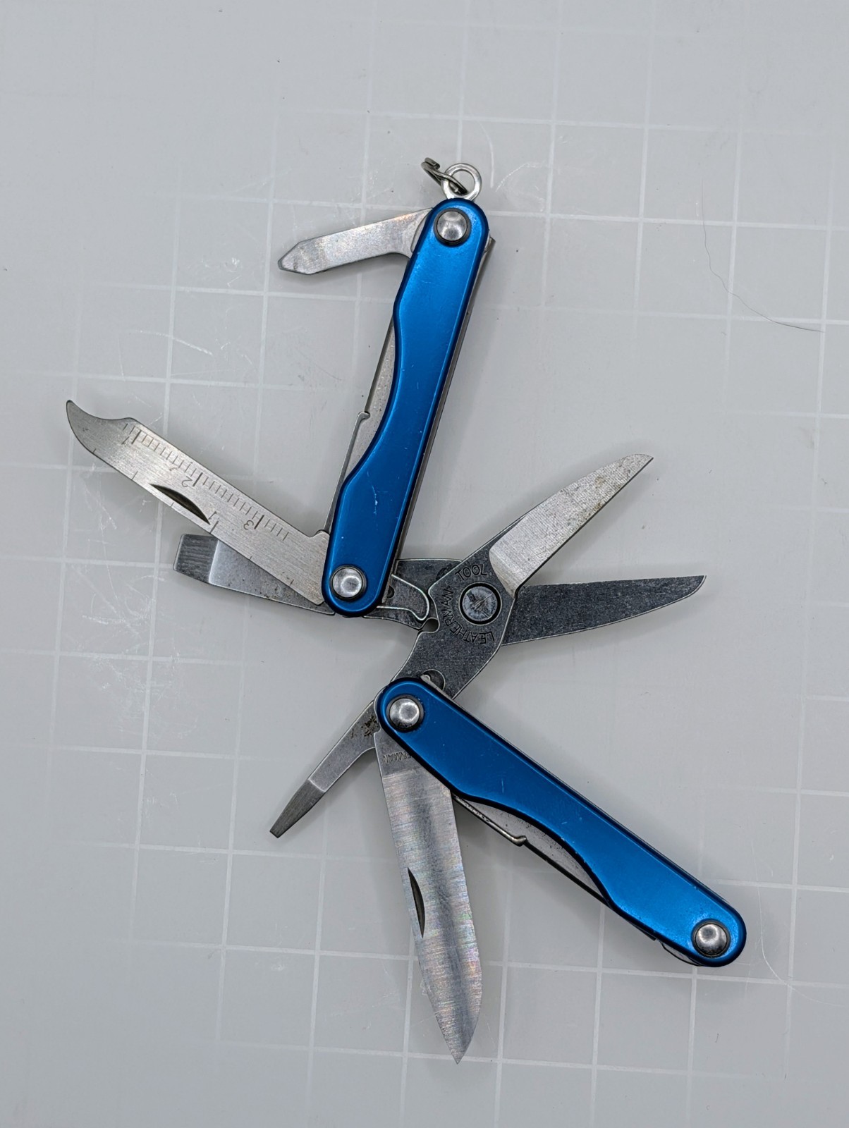 Vintage Leatherman Squirt S4 Multi-Tool, Key Ring, Retired, Blue Anodized