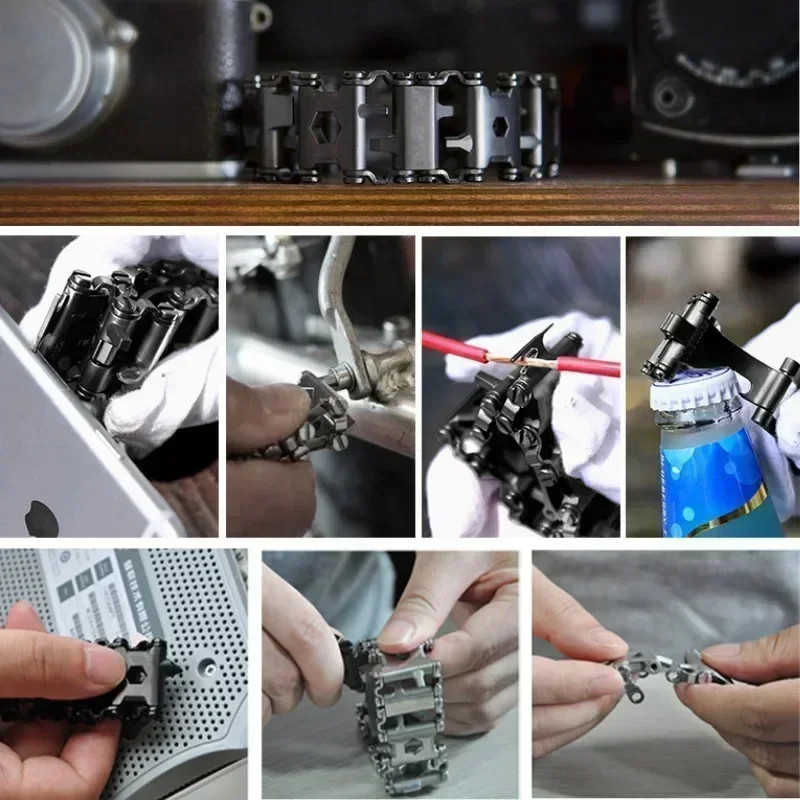 Multifunction Stainless Tool Bracelet Wearable Bolt Driver Bike Multitool Outdoo