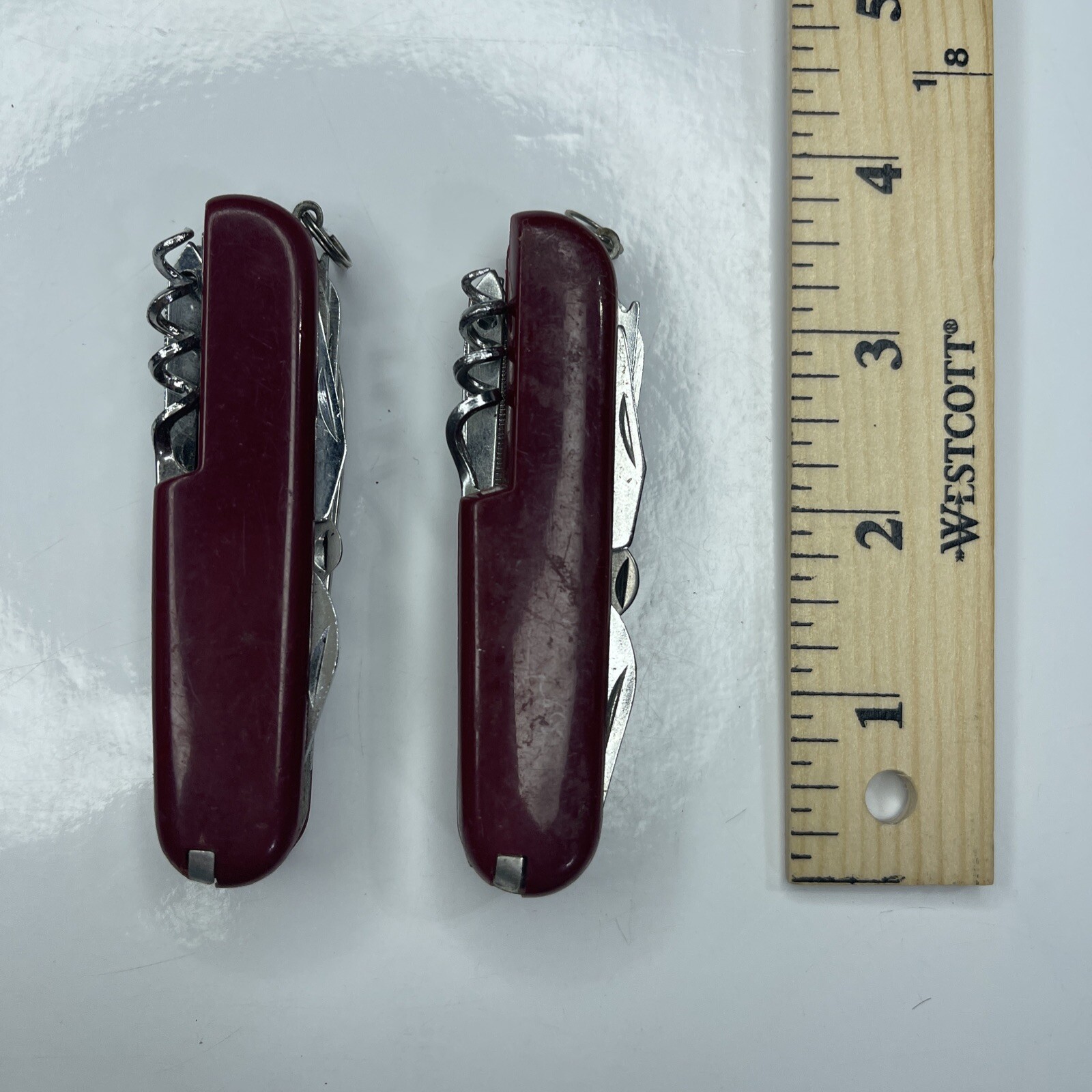 A3 Lot 2 Red Burgundy Army Fold Utility Pocket Knife Stainless Camp Hunt Repairs