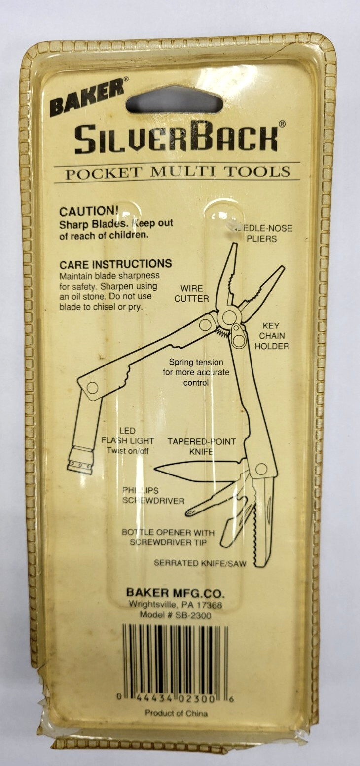 Baker Silverback Pocket Stainless Steel Multi Purpose Tool SB-2300 New NOS