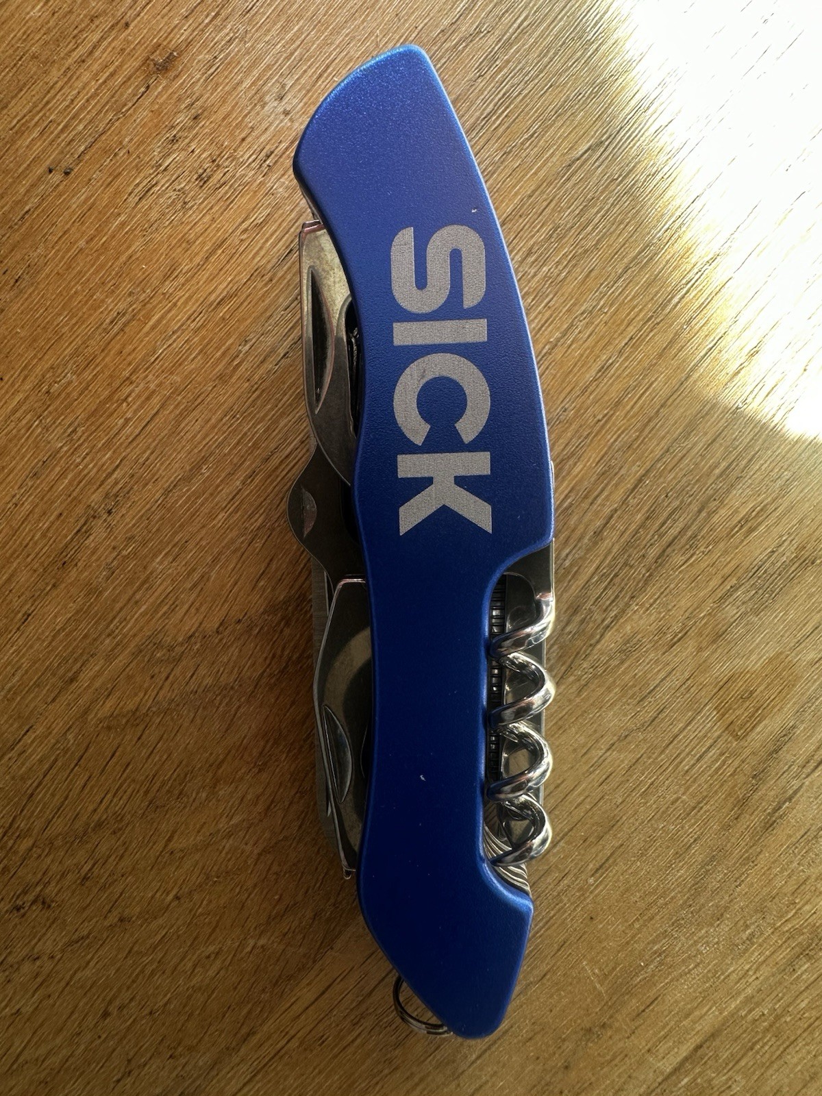 Blue SICK Multi Tool Pocket Knife Corkscrew Saw Scissors Bottle Opener Sheath