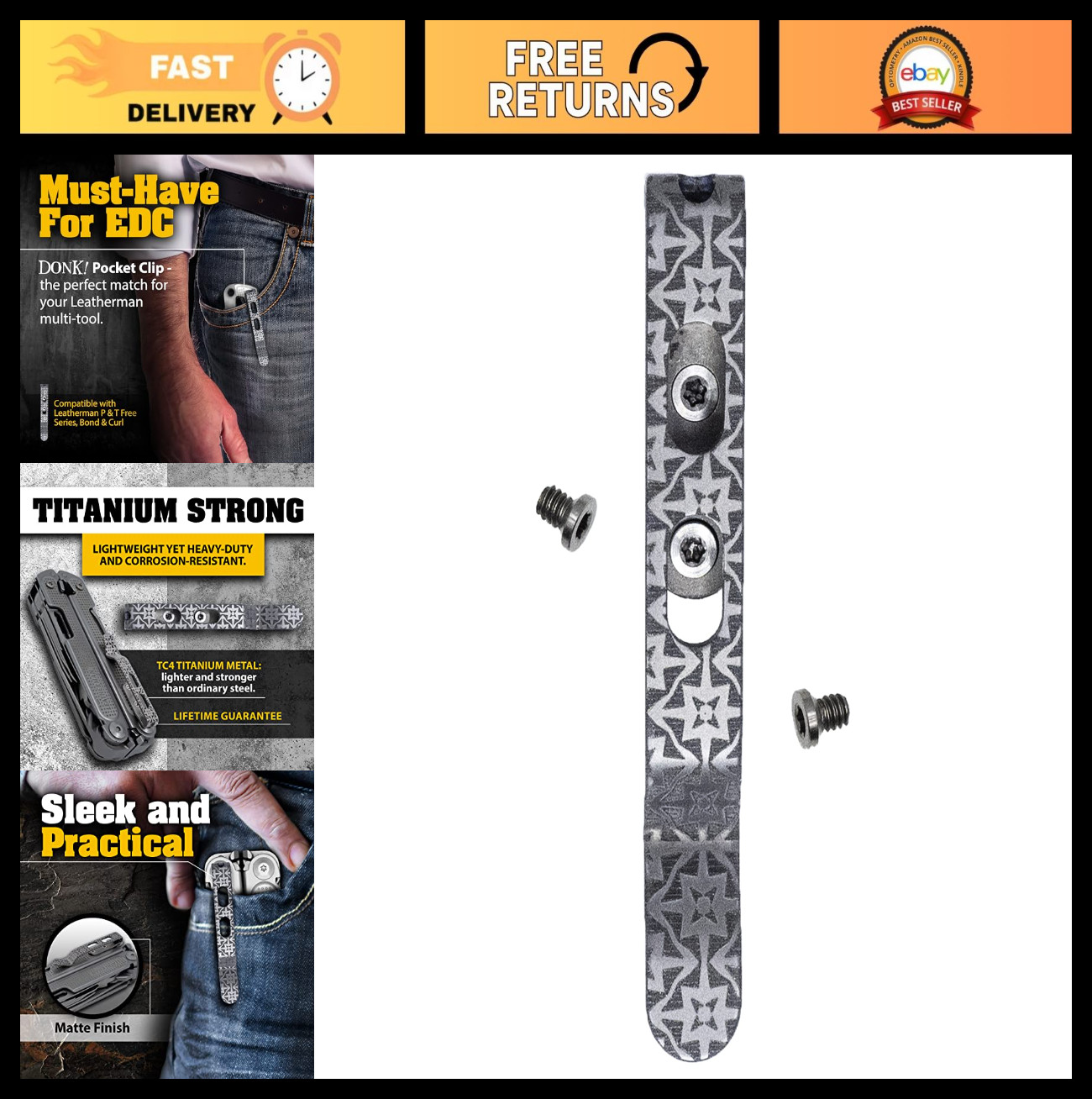 Pocket Clip for Leatherman Multi-Tools – Titanium TC4, Matte Finish, 5 Designs