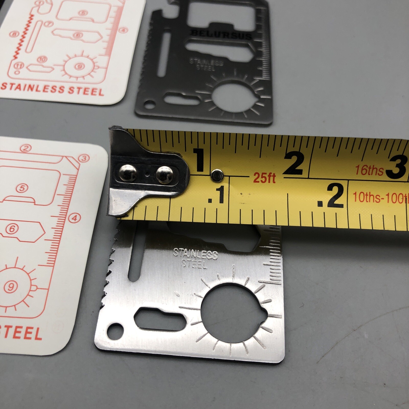 Belursus Multipurpose Survival Tool Credit Card Size Bottle Can Opener 11 in 1