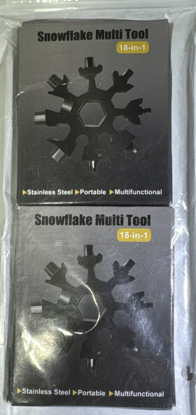 2 Portable Multifunctional Snowflake Tool Stainless Steel Black