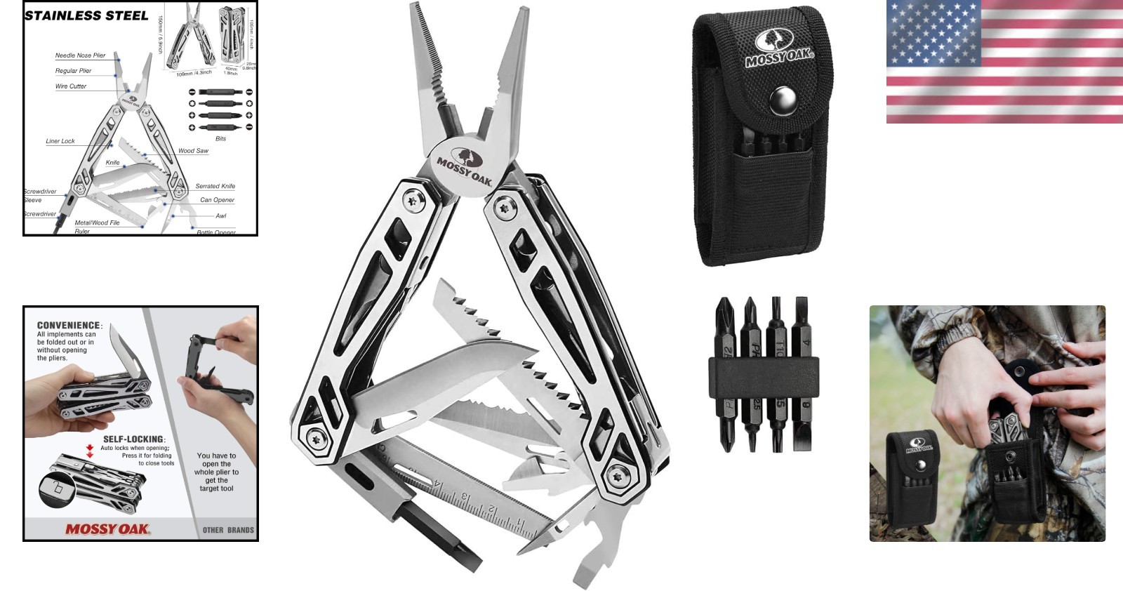 21-in-1 Stainless Steel Multitool with Sheath – Perfect for Outdoor Adventures