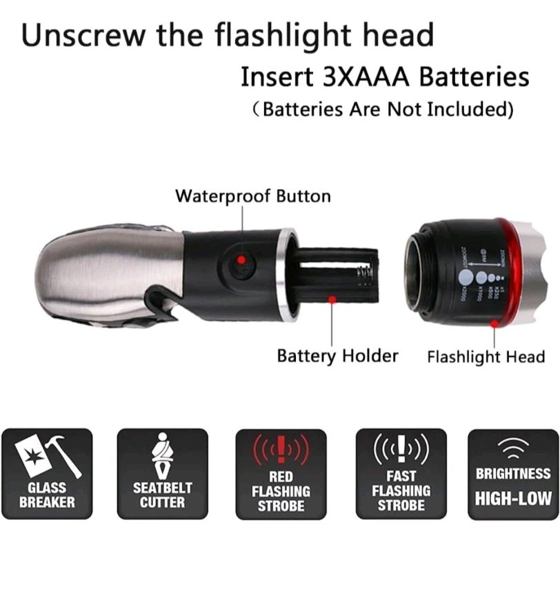 Adventure is Out There Automobile Car Emergency LED Flashlight Multi-Tool, Black