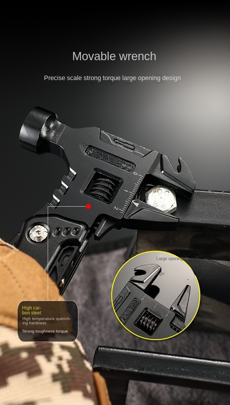 Multi Tool Hammer Adjustable Wrench Foldable Pliers Camping Car Repair Tool