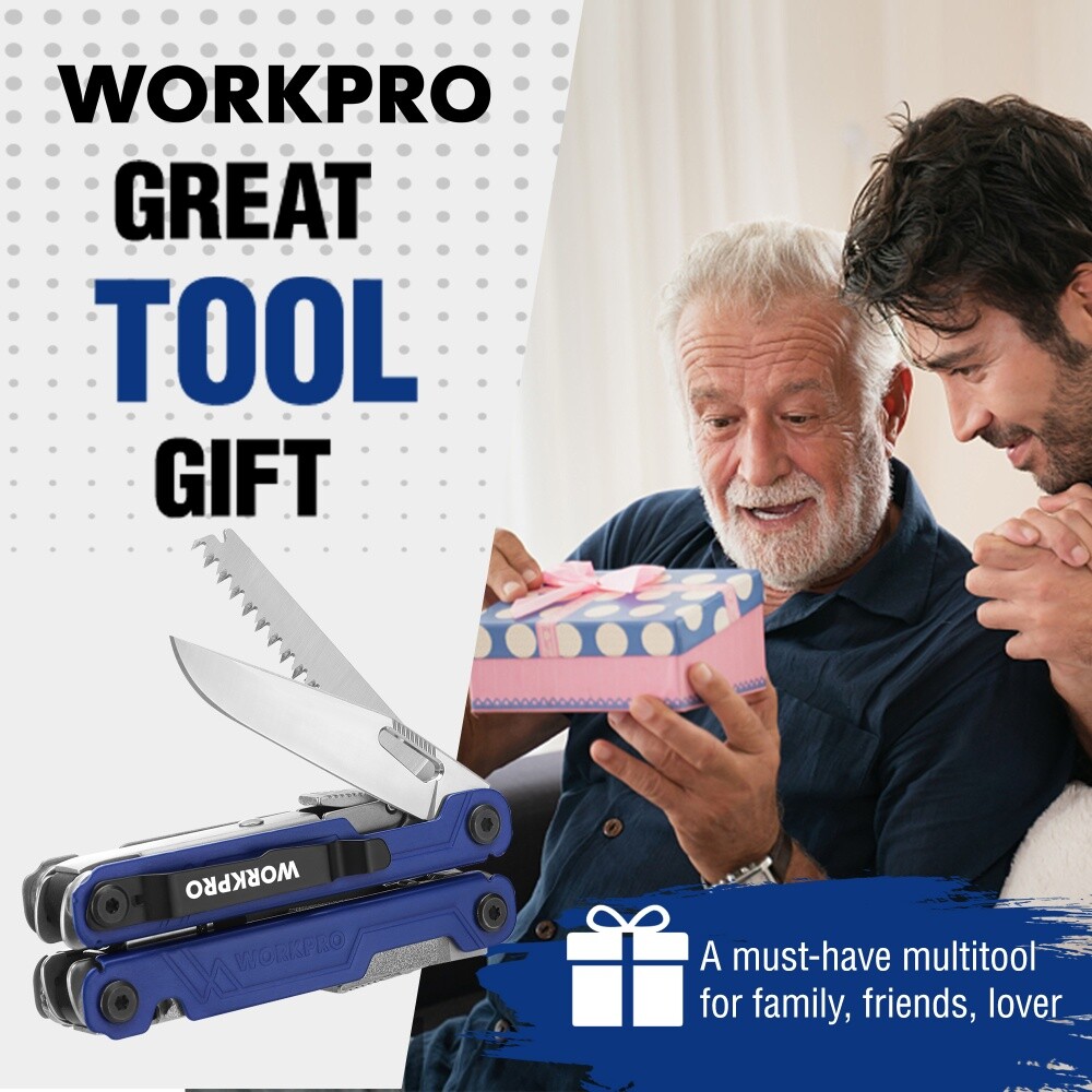 WORKPRO 18-in-1 Stainless Steel Folding Multitool Pliers Multi Tool Pocket Knife