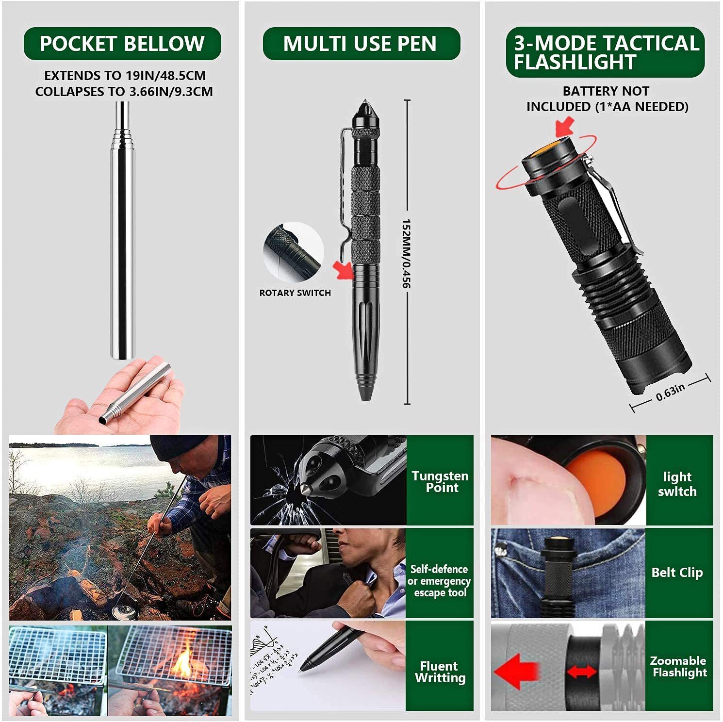 Emergency Survival Equipment Kit Outdoor Filter Tactical Hiking Camping SOS Tool