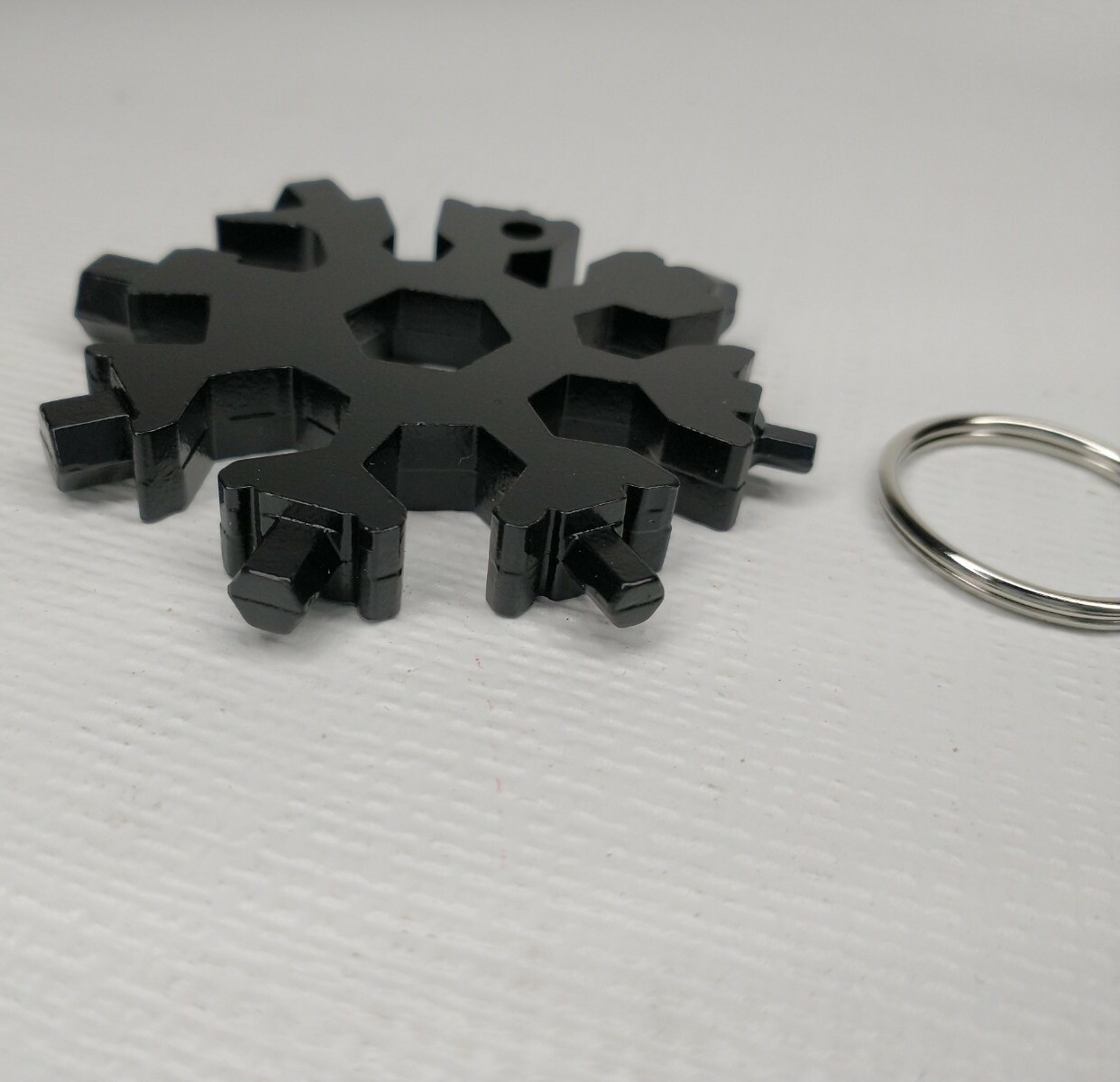 Black Snowflake Multi Tool Keychain Key Ring Gift Idea