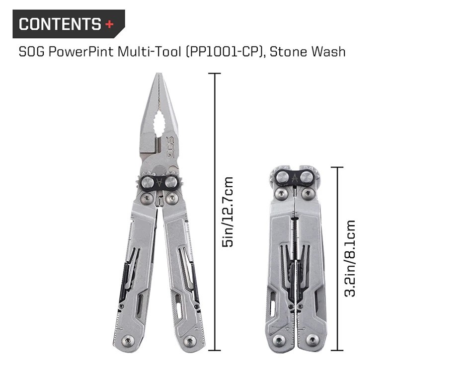 SOG PowerPint 18-in-1 Tactical Multi-Tool Pocket Knife Scissors Screw Pliers