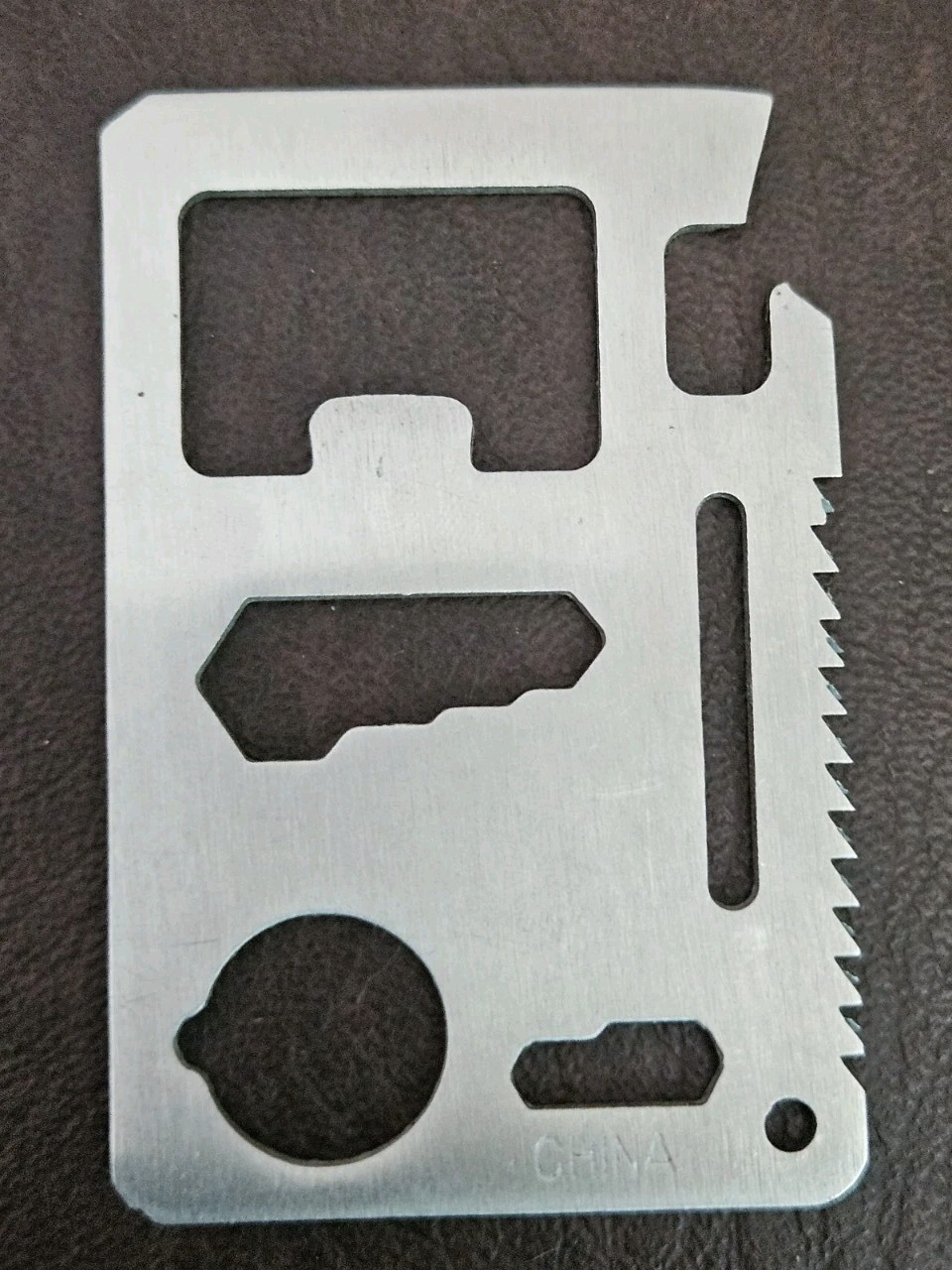 Multi Purpose Stainless Steel Pocket Survival Tool, Credit card size with case