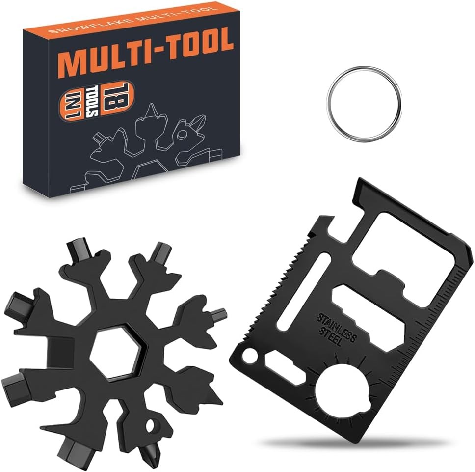 18 in 1 Snowflake Multitool & 8 in 1 Card Tool Stocking Stuffers Men Christmas