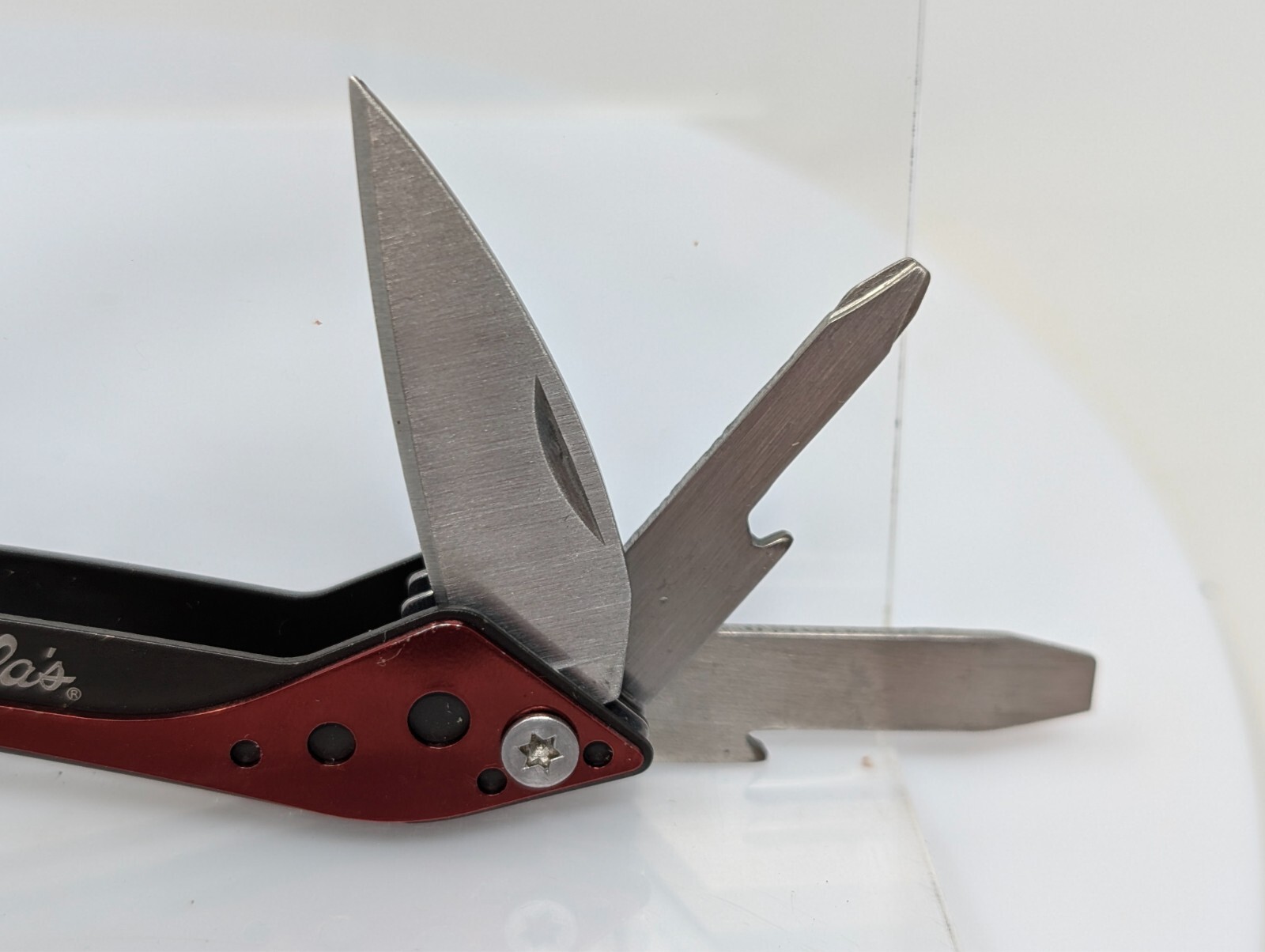 Cabela’s 7-in-1 Mini Multi Tool – Cherry Red, With Nylon Case EDC