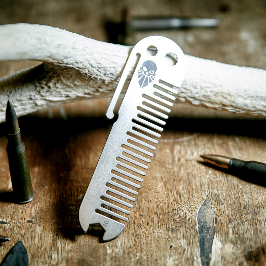 Tactical Beard Comb Stainless Steel Multitool Redneck MOLLE Outdoor EDC Tools