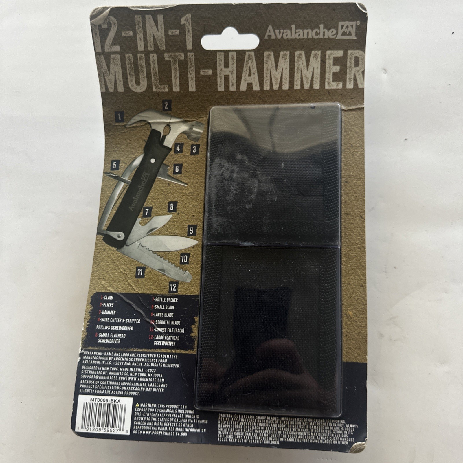 Avalanche 12-in-1 Multi-Knife/Hammer Tool Stainless Steel-Comes W. Carrying Case