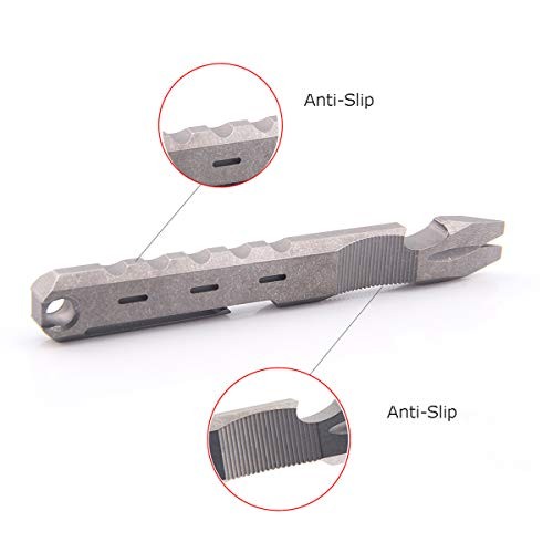 Titanium EDC Pry Bar with Nail Puller Bottle Opener Function with Pocket Grey