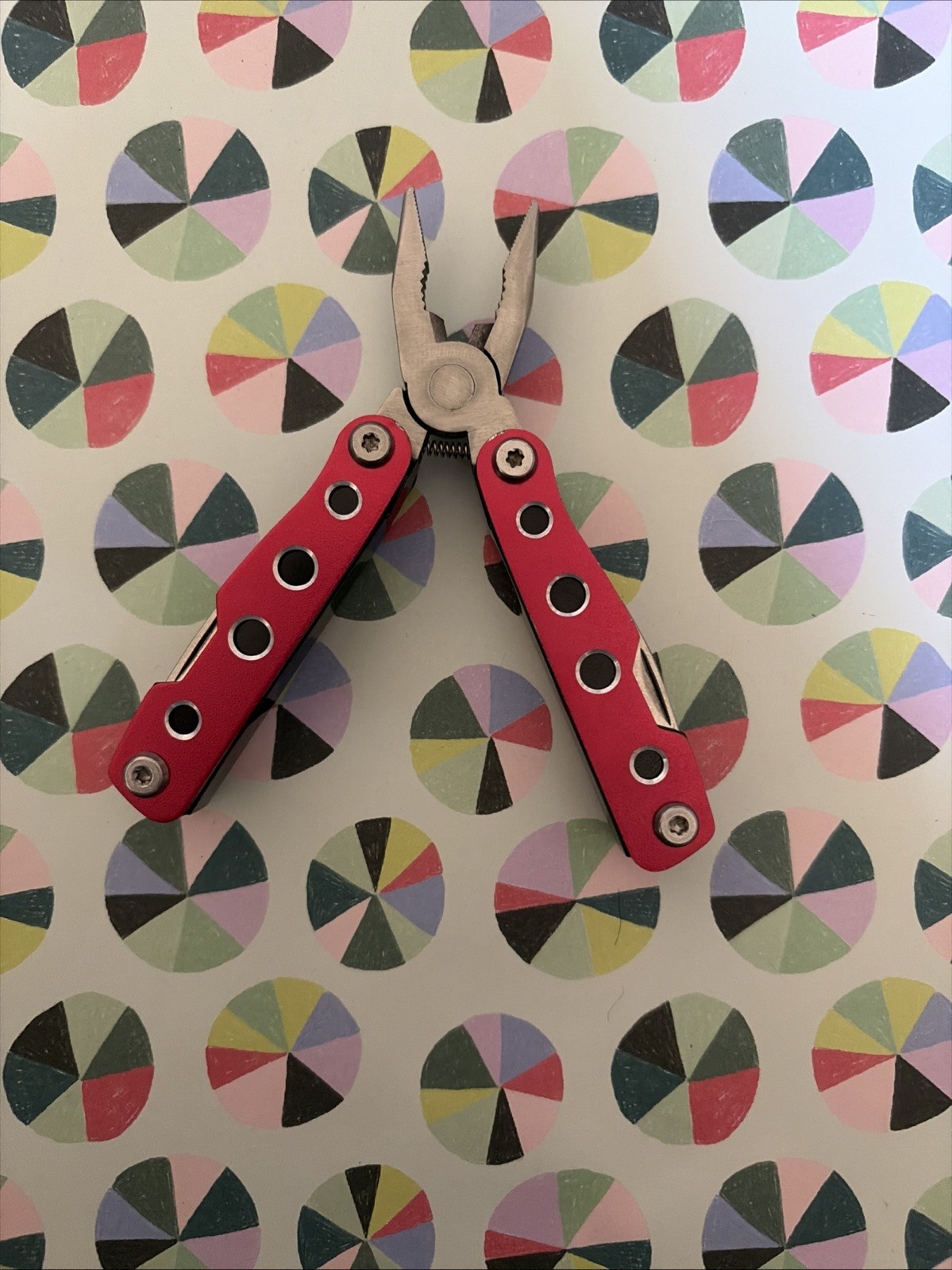 Multi-Tool Knife, Pliers – 11 in 1 Red With Sheath Measures 2 1/2” Closed -New