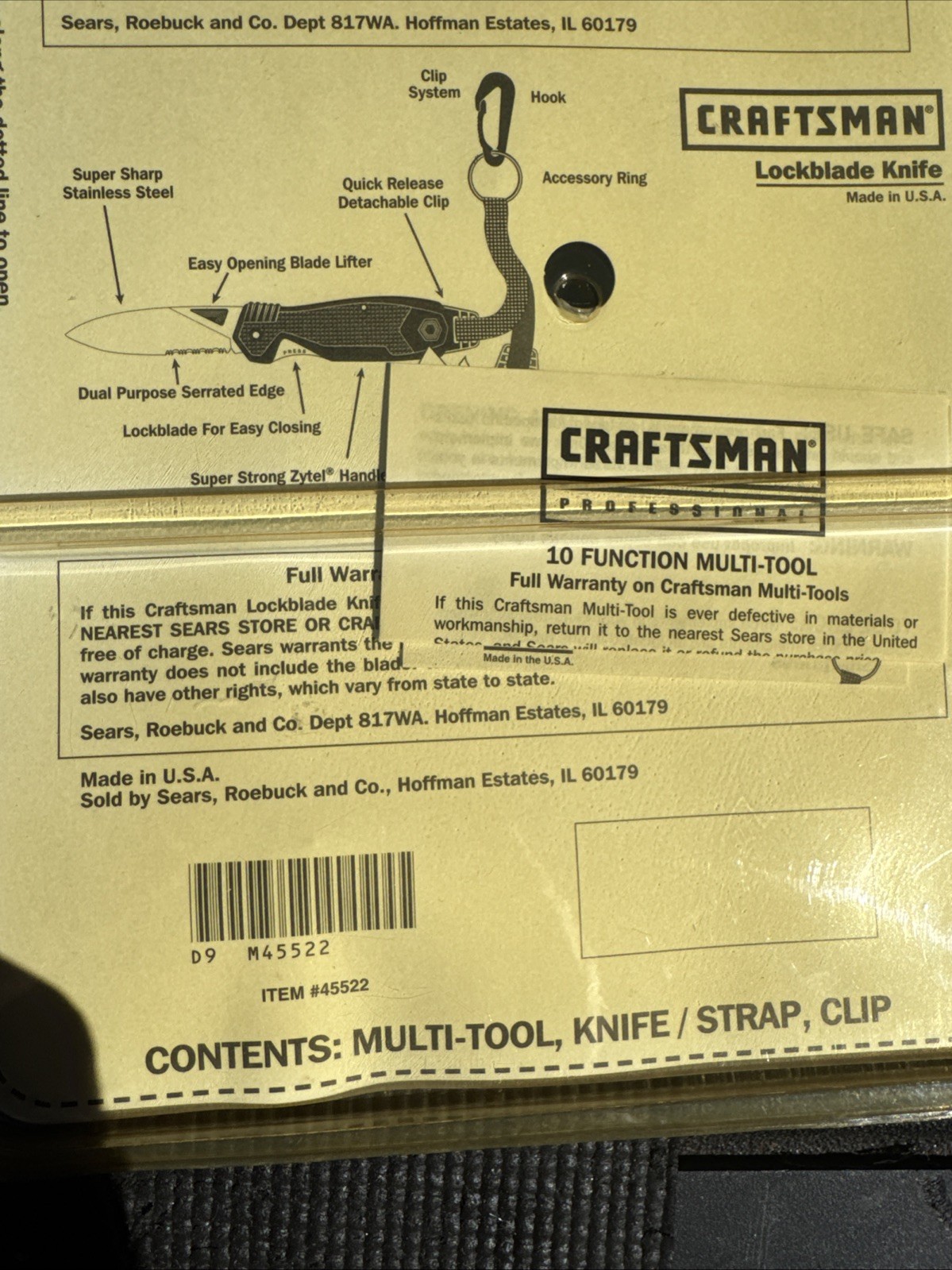 Sears Craftsman Professional USA Nos Multitool & Pocketknife Set 45522 Schrade