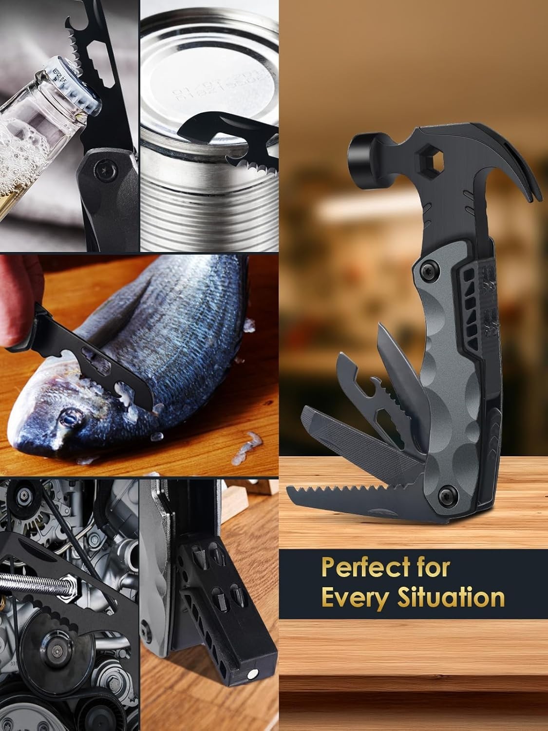 Durable Stainless Steel 13-in-1 Multitool Hammer – Ideal Camping Companion