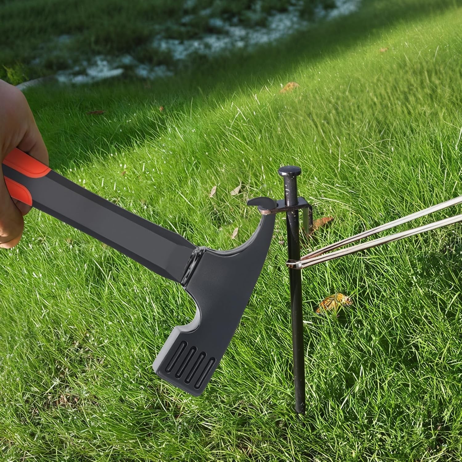 OutdoorPro Camping Hammer with Tent Stake Remover – 10.8″ Heavy Duty Multifun…