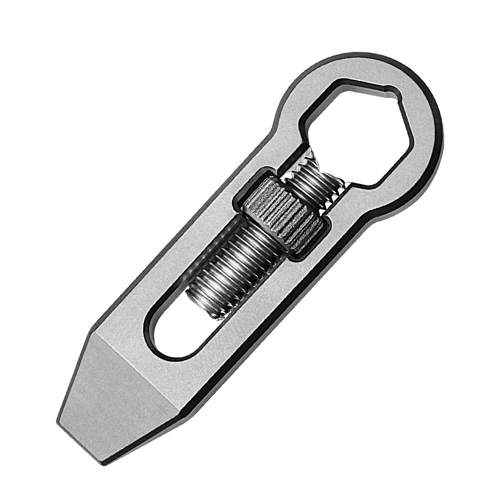 Titanium Alloy Multi Tools Adjustable Wrench Pocket Pry Bar Crowbar Keychain
