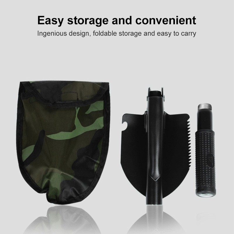 Pala plegable portátil multifunción para acampar, pala de supervivencia (negro)