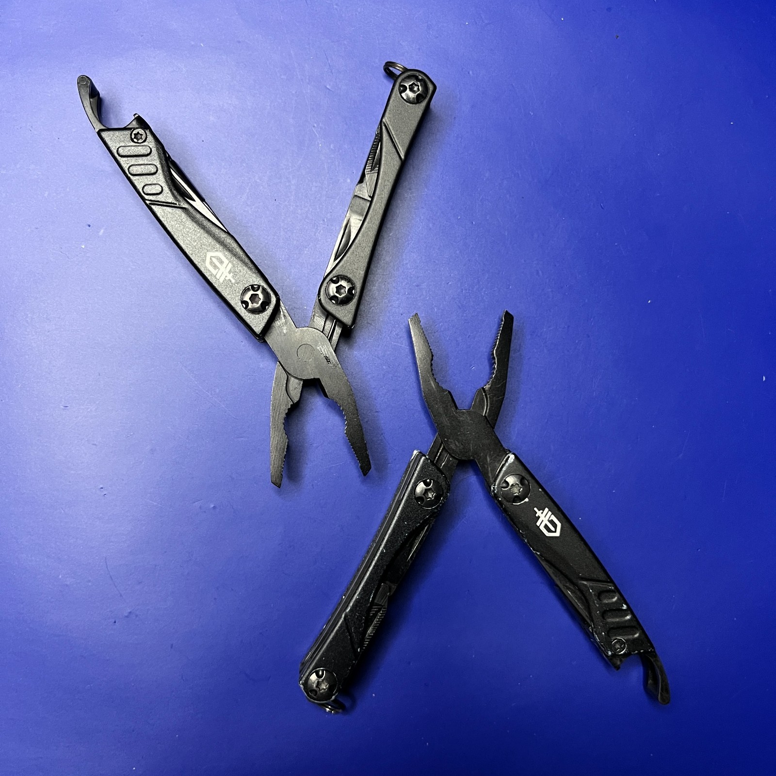 Lot of 2 Gerber Dime Multi-Tools Small Keychain Pliers Knife File Scissors