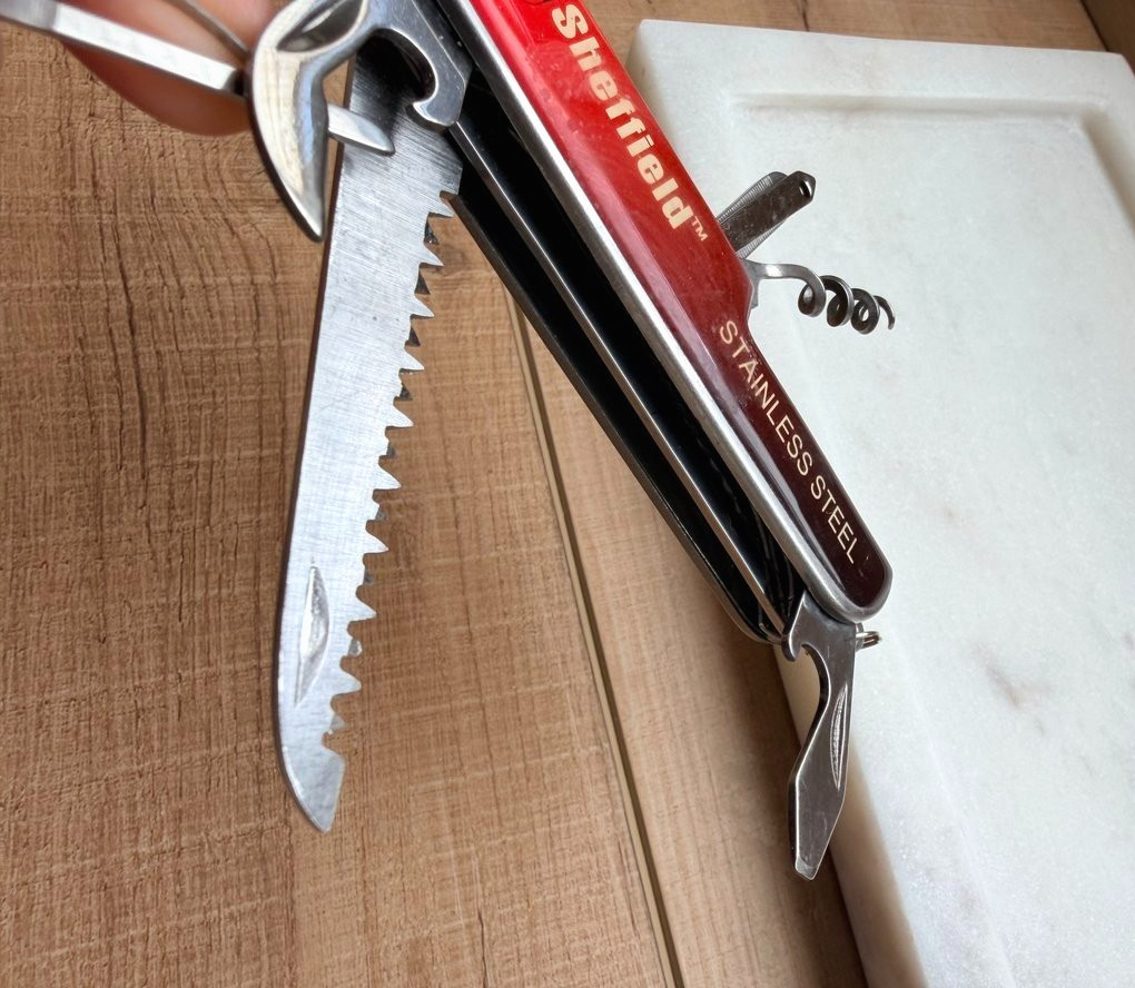 Sheffield Stainless Steel Multi-Tool Pocket Knife Corkscrew Saw Scissors & More