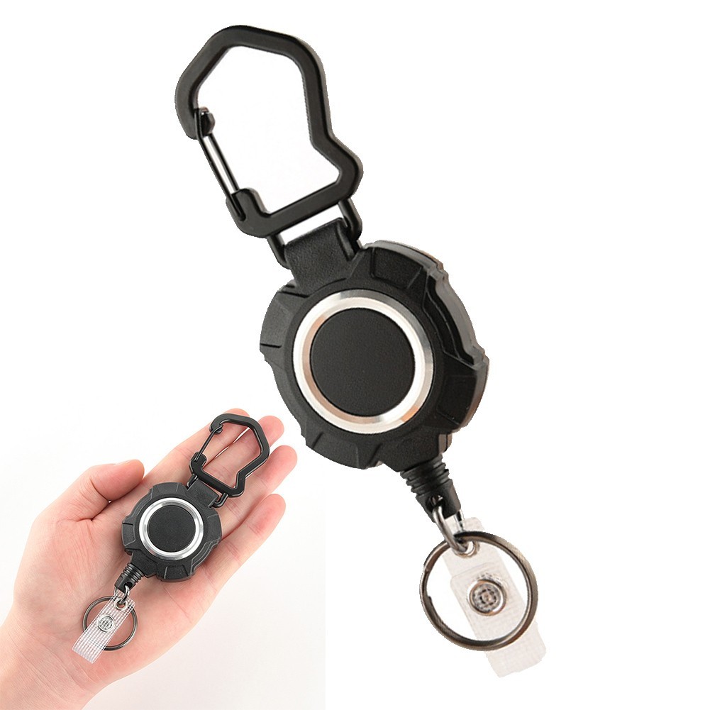 Practical Retractable Keychain with Long Steel Cord and Easy Retraction